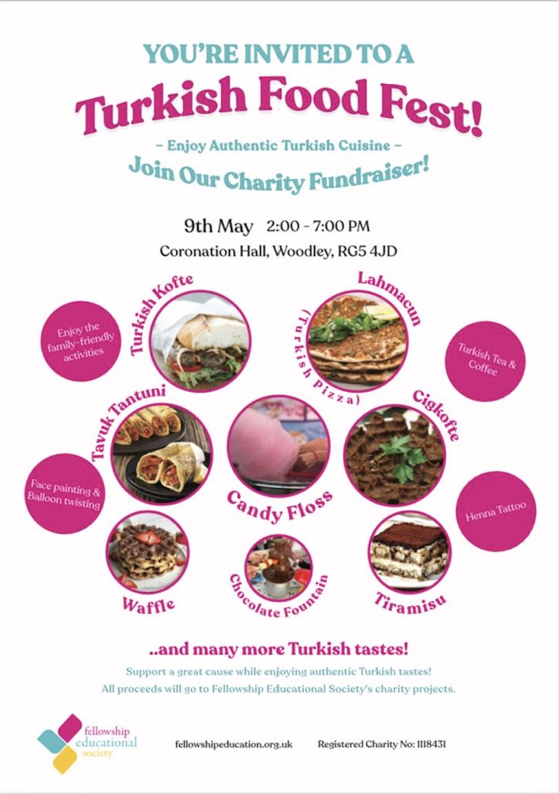 FESEducation's tweet photo. Join us on 9 May (2–7 PM) for our Turkish Food Fest 🍽️

Great food, family activities, and community atmosphere.

All funds support our education &amp; mentoring programmes. https://t.co/x0x9B3QsBf