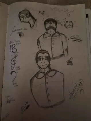 doublecrossah's tweet photo. most recent drawing including my radioactive ahh ww1 soldier oc that was created just cus i have a hyperfixation on ww1 and its history. 

plus mr. dad and doodles of lord boxman

#lordboxman #art #unclesamsonite #mrdad (idk what to do for these tags) https://t.co/hH6osc6gHt
