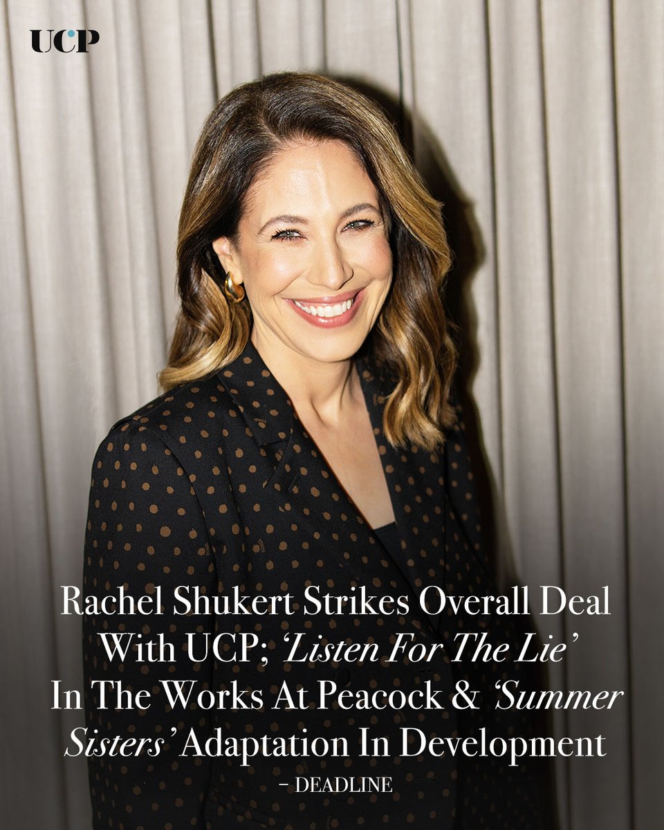UCP's tweet image. Emmy-winning powerhouse #RachelShukert signs an overall deal with #UCP!

From #TheBurbs to #ListenForTheLie and #SummerSisters… we’re just getting started.