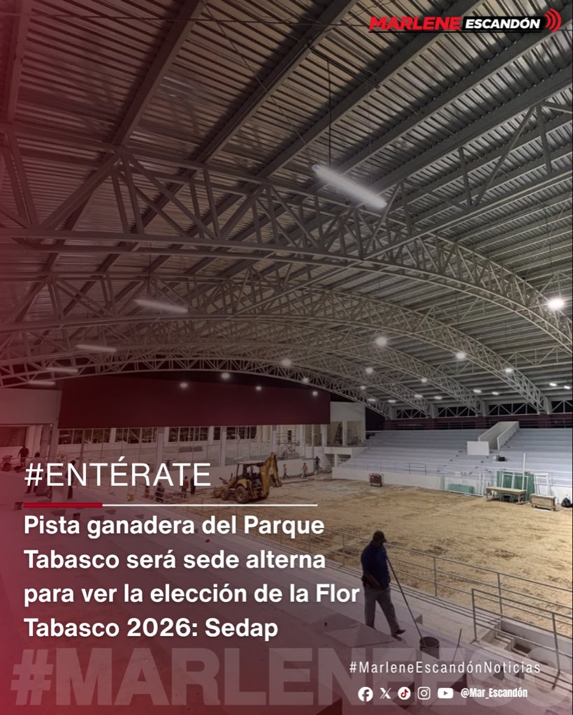Mar_Escandon's tweet image. 🔴⚪️ #Entérate 🌸✨ | La pista de calificación ganadera del #ParqueTabasco “Dora María” será habilitada como sede alterna para seguir la elección de la #FlorTabasco 2026.

📌 Se instalarán pantallas para que el público pueda presenciar el evento, informó Luisa del Carmen Cámara