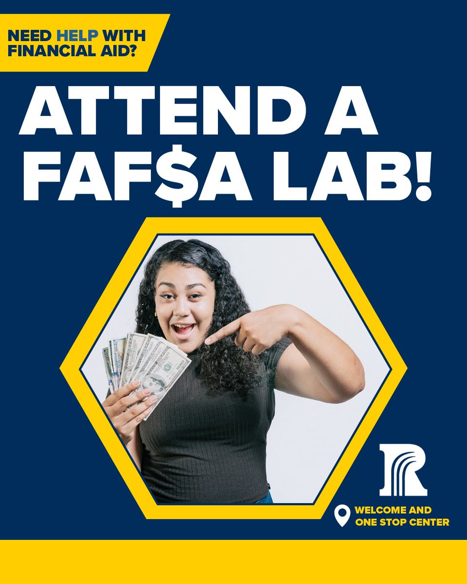 RochesterCTC's tweet photo. Need help completing your FAFSA? We’ve got you! Join RCTC’s Financial Aid professionals for a hands-on FAFSA Lab designed to guide you through each step of the FAFSA application process. Whether you're just getting started or stuck on a question, our team will be there to provide personalized support and help you finish with confidence.

Don’t leave financial aid on the table—stop by, get answers, and set yourself up for success!

Dates: 
- Wednesday, April 22, 10am-12pm
- Thursday, April 23, 2-4pm
- Friday, April 24, 10am-12pm