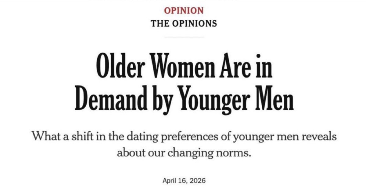 SamTarvc's tweet photo. Young men’s interest in older women isn’t new.

The real question: do older women want them long-term. Are they okay being the breadwinner?
 
If not, the article is irrelevant, it’s just a sexual fling for both sides. https://t.co/2emrC2Btjc