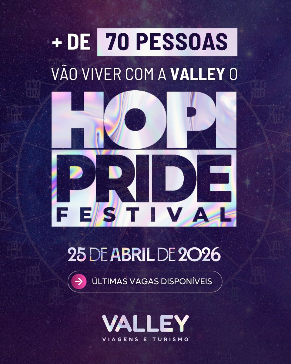 ValleyViagens's tweet photo. + DE 70 PESSOAS irão viver o @hopipridefest com a VALLEY! 🌈✨🎉 Não vai ficar de fora, né?

O maior festival LGBTQIAPN+ do Brasil, no @HopiHari. 🎡🎢

LINE-UP: Pabllo Vittar, Pedro Sampaio, Duda Beat e muito mais!

➡️ Embarques de #Sorocaba, #Itu, #Salto e #Indaiatuba. https://t.co/uXOCZ5plly
