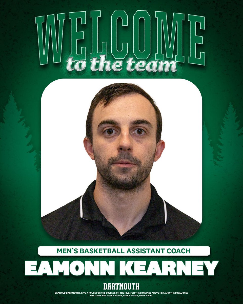e__kearney's tweet photo. Very excited and appreciative to be at such a great place, and to be working for an incredible mentor and friend in @BrettMacConnell 
Fired up to be part of @DartmouthMBB https://t.co/XDMdtqoGbO