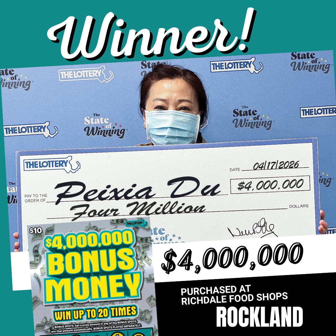 MAStateLottery's tweet image. This $4 MILLION winner plans on buying a new 🚗 and 🏠!

Playing $4,000,000 Bonus Money ($10) in #Rockland

Recent winners &amp;gt; ow.ly/e94e50YNIs4

#MassLottery
#Lottery
#InstantTickets
#ScratchTickets
#Winner
#Massachusetts