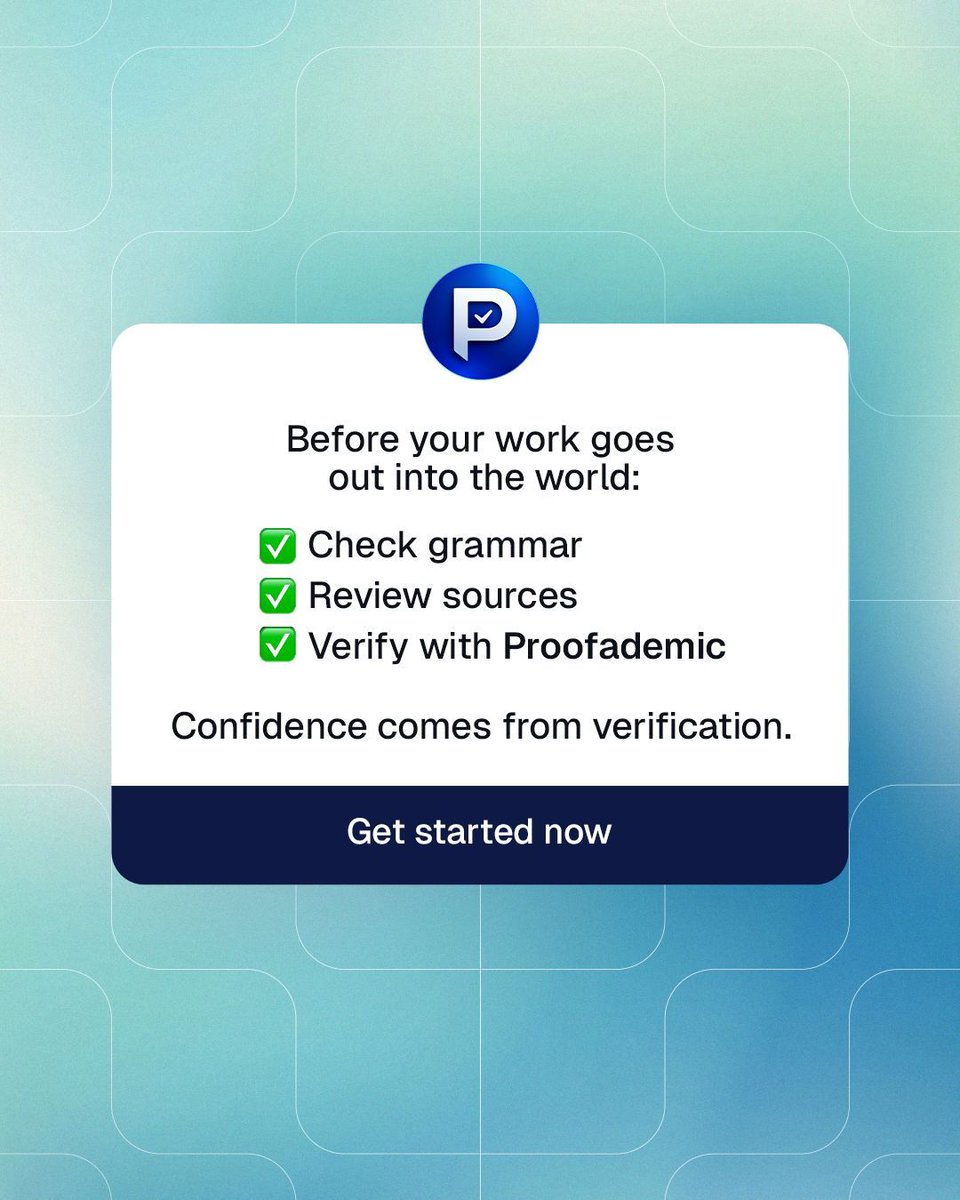 proofademic's tweet photo. AI content verification should be your final step before submitting.

https://t.co/QIXOey7aWa checks your writing so it sounds natural and credible.
Use https://t.co/QIXOey7aWa and submit with confidence every time.

#ProofademicAI #AIWriting #ContentVerification #Writing https://t.co/YkK2QQkO8o
