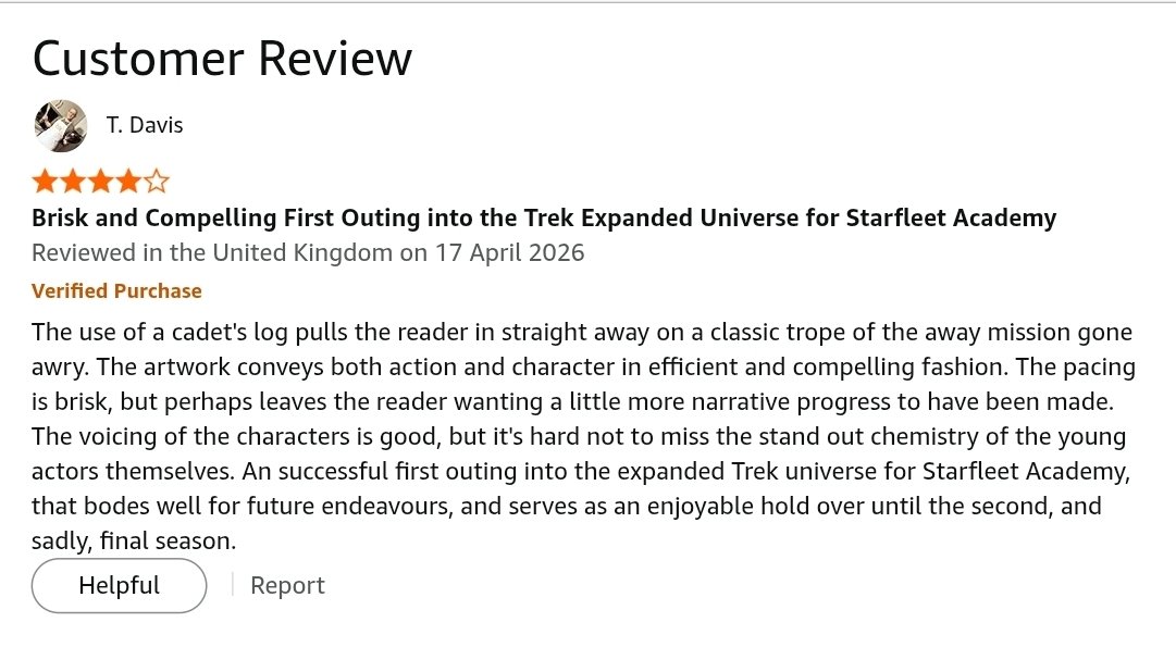 tobisonics's tweet photo. Wrote up a little review for part one of the new Star Trek: Starfleet Academy comic 'Lost Contact'.  If you bought your copy from Amazon, might be an idea to do the same 🖖 

#StarfleetAcademy https://t.co/8yGQrOtCyy