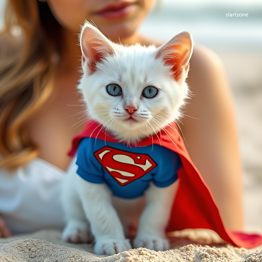 SLARTZONE's tweet image. 🐾💫🤗  #superhero #cats at the #beach