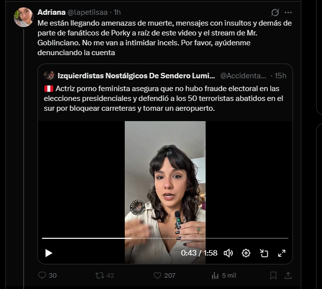 MGoblinciano's tweet image. Bienvenida a internet mamita, todos los dias recibo insultos de zurdos y no voy por ahi llorando. Primero insultas de incels a los votantes de derecha y ahora te quejas? 😹 #peru