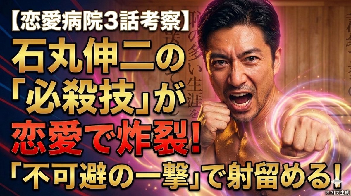 恋愛病院3話感想。石丸さんがサウナであささんに放った一言。あれは「タイムカプセル・ボム」という石丸さんの必殺技だ(勝手に名づけた)。政治の場で記者やメディアの蛮行に対し放たれてきた「不可避の一撃」が恋愛病院でも炸裂！構造を解剖してプロフのnoteに書いた。 #石丸伸二 #恋愛病院 #神谷明采