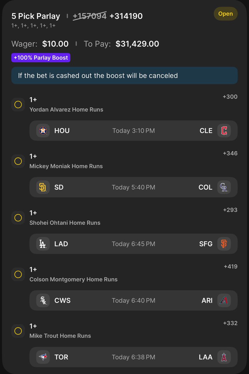 AnthoApes's tweet image. Want a nuke? 

Throw your DraftKings 100% boost on this.

#MLB #HR #Dinger #Draftkings