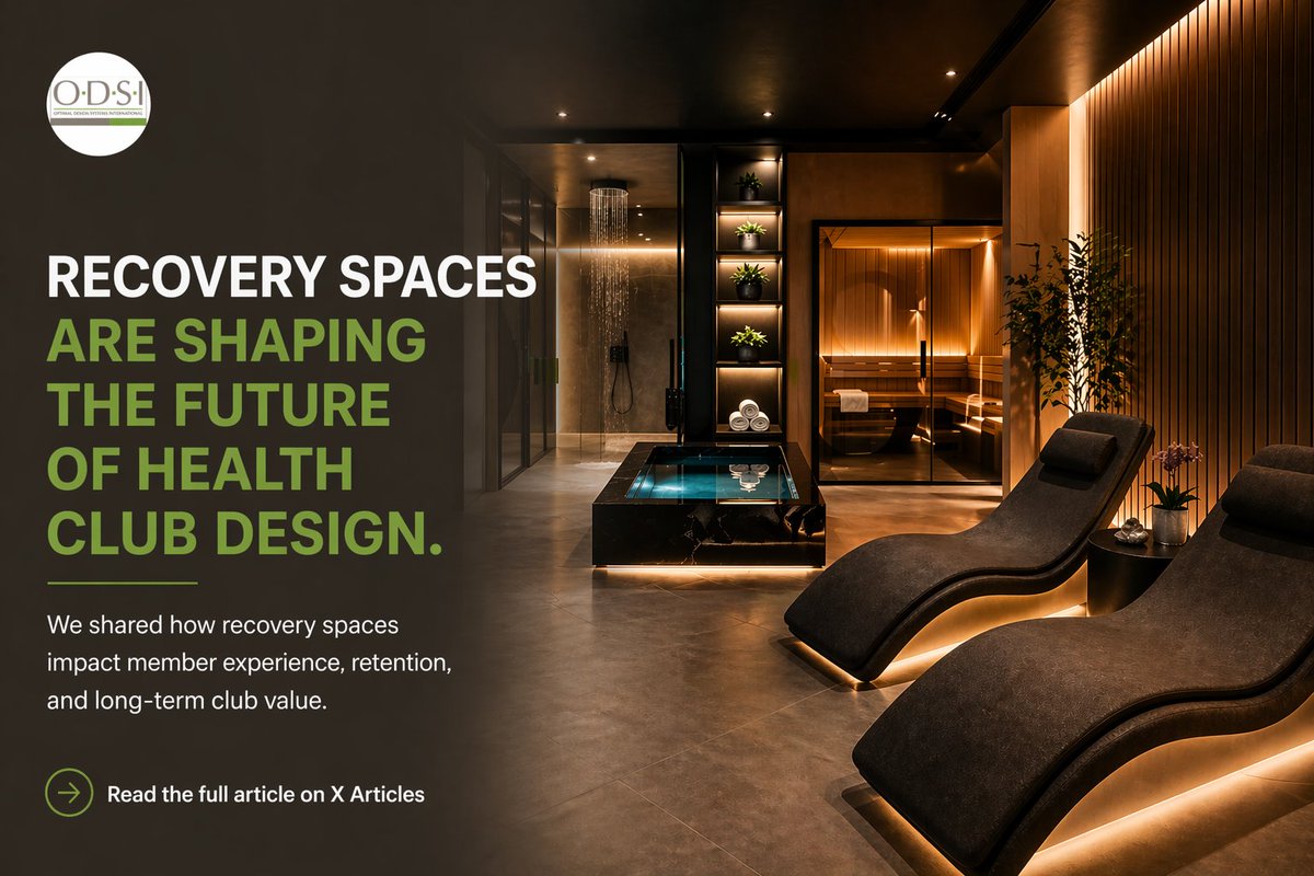 OptimalDesign's tweet photo. Recovery spaces are no longer optional—they’re shaping the future of health club design.

It’s not just about the amenity—it’s about how the space is designed to support recovery, mood, and experience.

We share how this drives member retention and long-term club value.

👉 https://t.co/KwBr7TcqoC

#gymdesign #healthclubdesign #wellnessdesign #fitnessfacility #ODSI