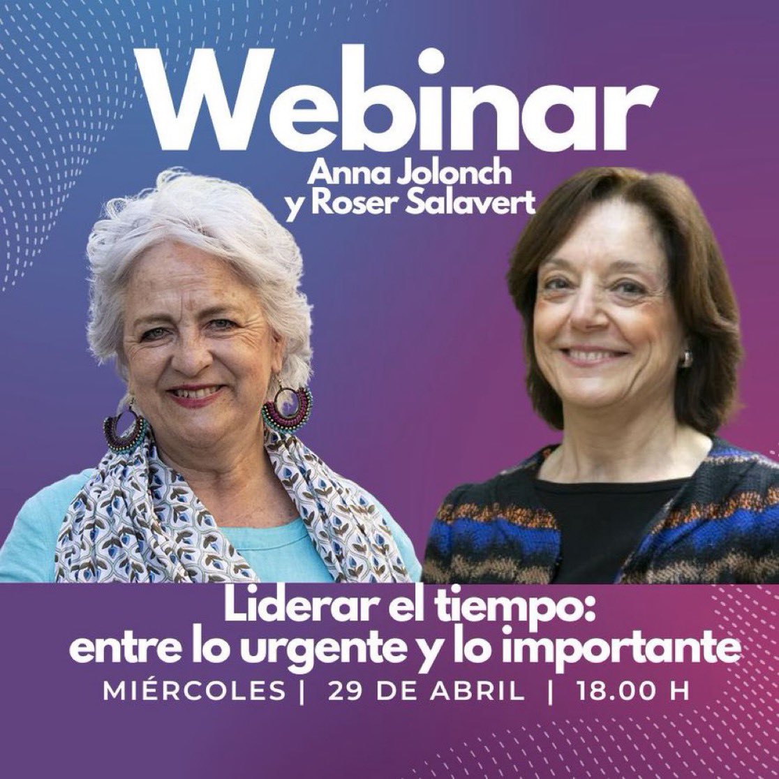 AnnaJolonch's tweet photo. 📌 Liderar el tiempo: entre lo urgente y lo importante:
El tiempo és uno de los grandes retos del liderazgo educativo. @lid_barcelona 

🗓️ 29 de abril
🕕 18:00 h

Apúntate: https://t.co/2kt6btgCJv… https://t.co/UIugbu43V1