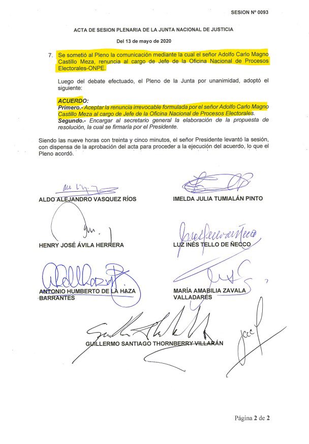 🚨 A los caviares que rebuznan afirmando que sería improcedente la decisión de <a href="/JNJPeru/">Junta Nacional de Justicia</a> de aceptar la renuncia de <a href="/pcorvetto/">Piero Corvetto</a> al cargo de jefe de la <a href="/ONPE_oficial/">ONPE</a> les recuerdo una decisión similar el 13/05/2020 por la junta lagarta: #Tello, #Vasquez, #Tumialan etc 👀👇