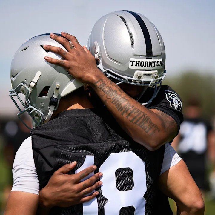 #Raiders WRs Jack Bech and Dont'e Thornton Jr. are challenging each other after being drafted in the 2nd and 4th rounds respectively a year ago.

GM John Spytek on April 14: “Two guys who have spent a lot of time in Las Vegas when they could be elsewhere, and I see growth and
