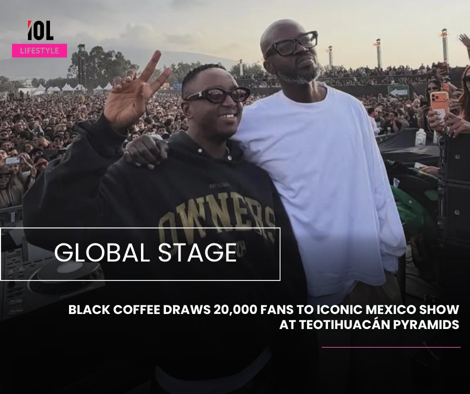 IOL_Lifestyle's tweet image. South African Afro‑house DJ Black Coffee cemented his global status with a historic sold‑out show in Mexico, drawing 20,000 fans to the Teotihuacán Pyramids.
#lifestyle #blackcoffee #afrohouse #GlobalStage #teotihuacanbeats
#musicpilgrimage
Read on tinyurl.com/4w6y4zc3