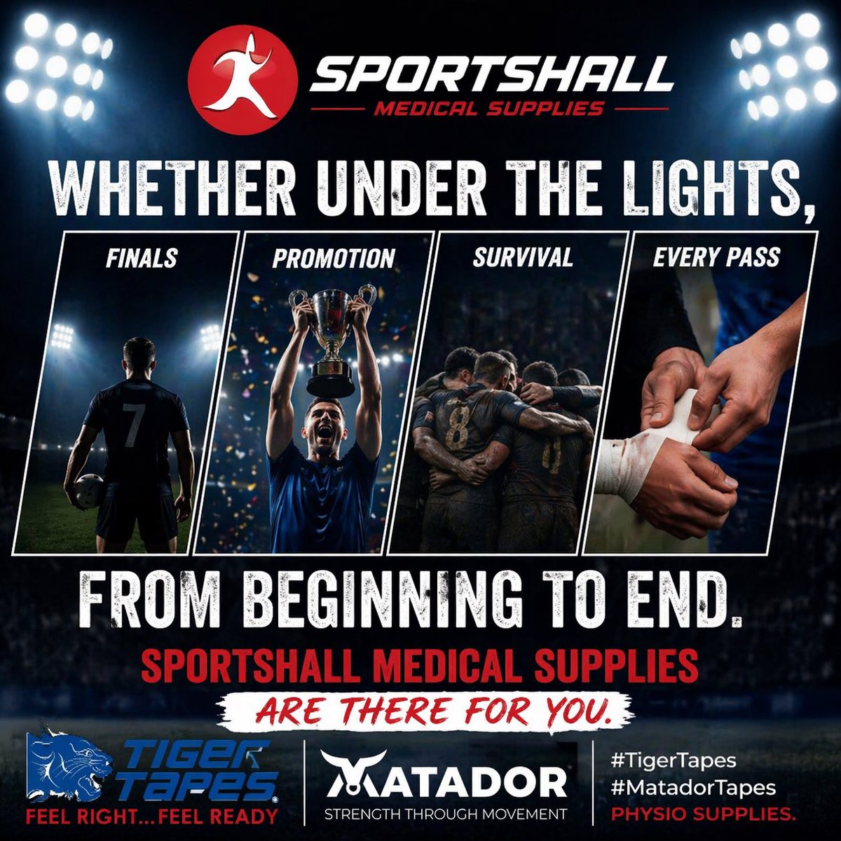 Sportfirstaid's tweet image. From #GrassRoots to #Elite Sports we have all your #Medical #FirstAid #Physio needs. Great Range, Great Price, Great Service. If you haven’t tried us yet then why not talk to us, you’ll be glad you did #Rugby #Football #SportTape #Athletics  #TigerTapes #MatadorTapes