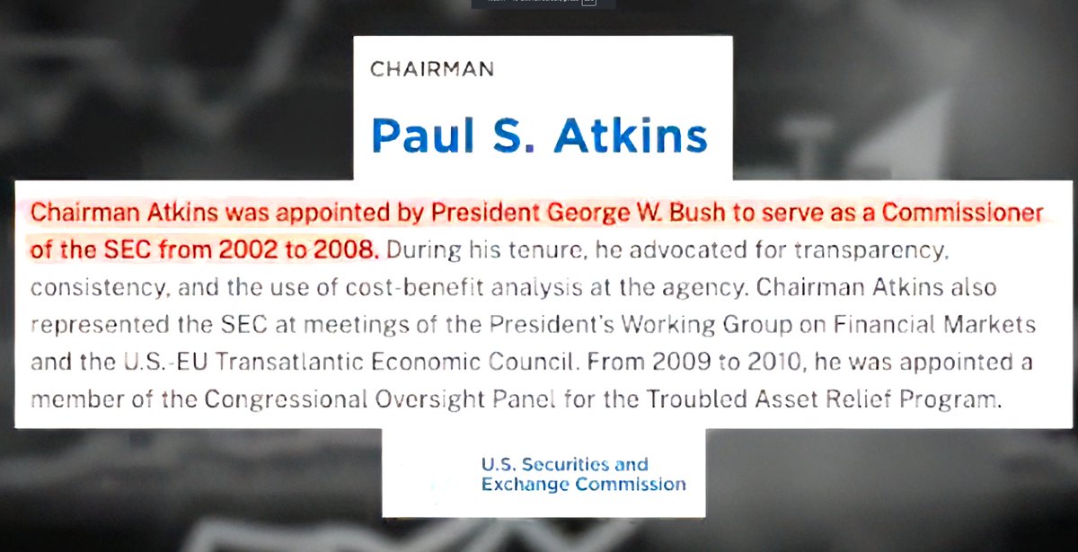 so the guy who was the s.e.c chairman right before the 2008 crash is now the s.e.c chair again how did i not realize this.