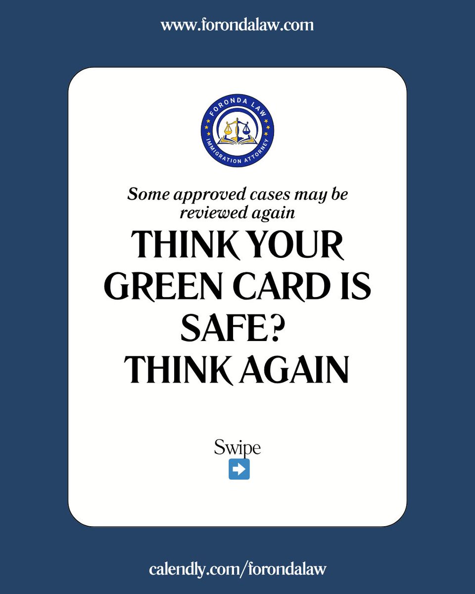 ForondaLaw's tweet image. The right move now can protect your future.

👉 Book a consultation:
🔗 forondalaw.com
🔗 calendly.com/forondalaw

#ForondaLaw #ImmigrationHelp #GreenCard #USImmigration #Visa