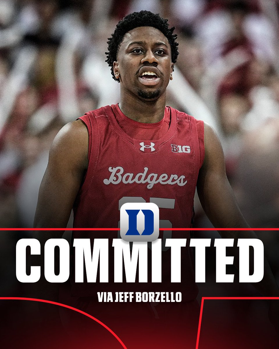 Breaking: Wisconsin transfer John Blackwell has committed to Duke, he told <a href="/jeffborzello/">Jeff Borzello</a>.

Blackwell, who averaged 19.1 points and earned third-team All-Big Ten honors, was one of the best guards to enter the portal this spring.