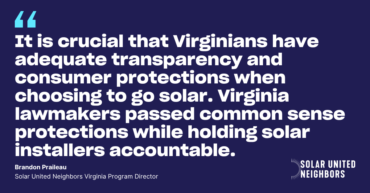 SolarNeighbors's tweet image. #Virginians scored a big win for consumer protection this #legislative session. 

Come learn about this and other victories on April 30. We'll share what #solar supporters need to know. bit.ly/3Or3AWh

#SolarPower #CleanEnergy