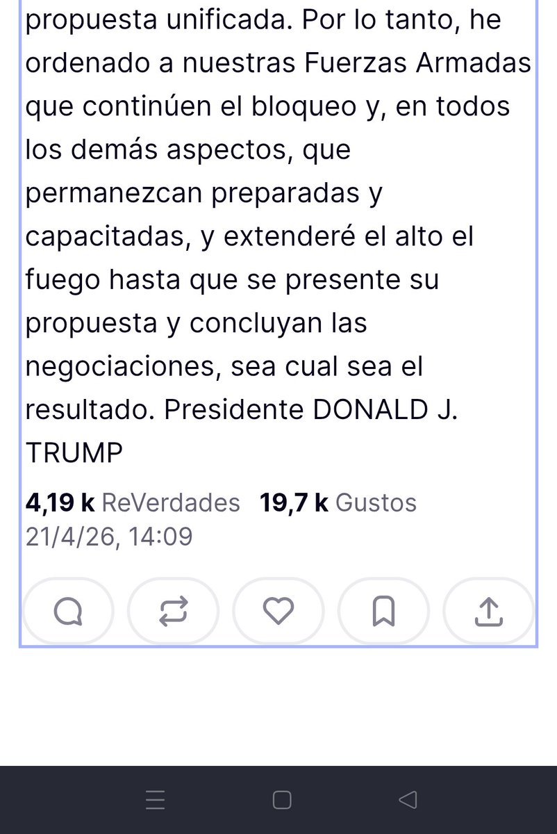 Jjlopez_almejo's tweet image. #ÚltimaHora: #Trump anuncia que suspende los ataques vs #Irán horas antes de que termine la tregua acordada porque, dice, que "Irán se encuentra gravemente divido", y él necesita una postura unificada.

Extraoficialmente, EEUU todavía no termina de reacomodar sus fuerzas en la