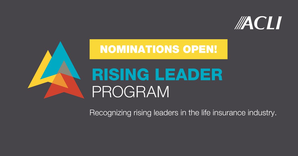 ACLINews's tweet image. Nominations are now open for the ACLI Rising Leader Program!  See more details on how you can nominate a #LifeInsurance industry leader to join the Class of 2027: bit.ly/3qyuChY #ACLIRisingLeaders