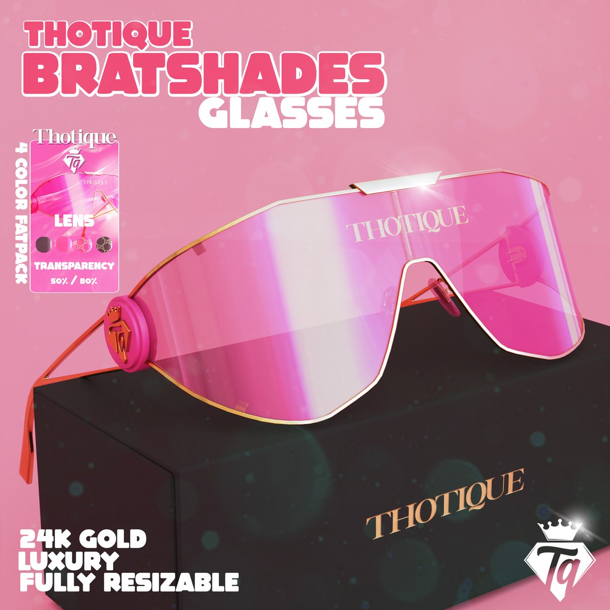 thotique's tweet photo. [Thotique] BratShades Glasses 💖

BRAT OUT IN PURE 24K GOLD! 💰

Ultra-luxe 24k gold shades made exclusively for rich dolls only. Maximum spoiled &amp; expensive energy!
https://t.co/wnpXqgpH4l https://t.co/d3DgR1AUIq