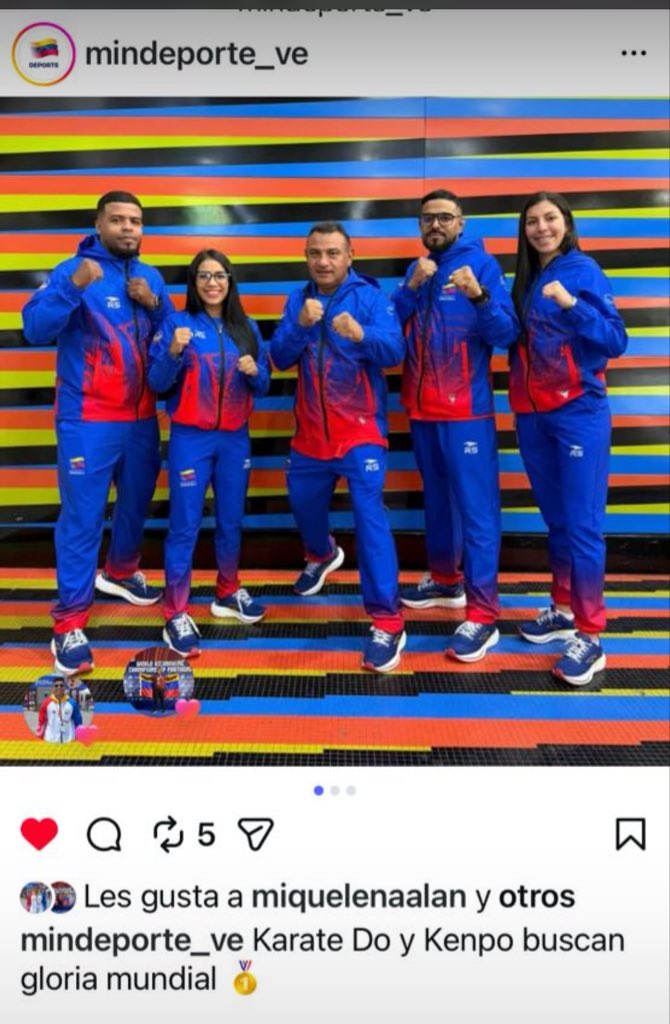 Estaré informando los logros del mundial de la selección de kenpo. Dios quiera tengamos campeones mundiales este año. Mucho éxitos muchachos <a href="/MariaCorinaYA/">María Corina Machado</a> <a href="/VenteVenezuela/">Vente Venezuela</a>