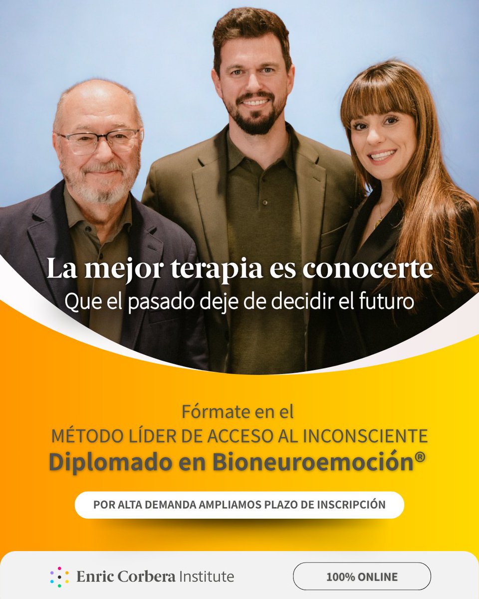 ECIinstitute's tweet image. 🚨 Ampliamos plazas por alta demanda – acceso inmediato

La #Bioneuroemoción te ayuda a comprender y liberar conflictos internos desde una mirada integradora.

ℹ️bit.ly/Diplomado04202…

💻 #Online 
⚡Acceso inmediato
💳 Pago fraccionado

#EnricCorberaInstitute