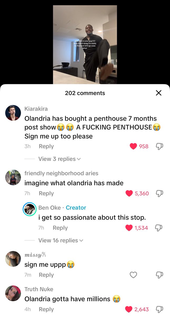 a vid came on my fyp about what another islander from the UK made after LI and all the comments are about Ola 😭🤏🏾🤏🏾