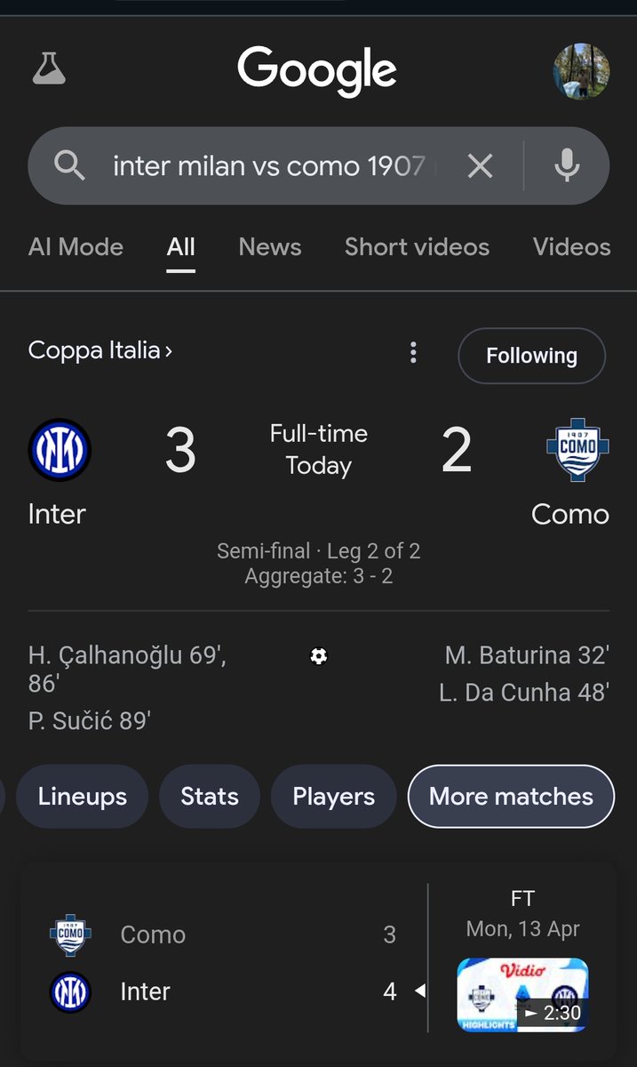 kintong77's tweet photo. Selalu comeback lawan Como.
Final.
#ForzaInter #CoppaItalia https://t.co/bsS7GUcNiS