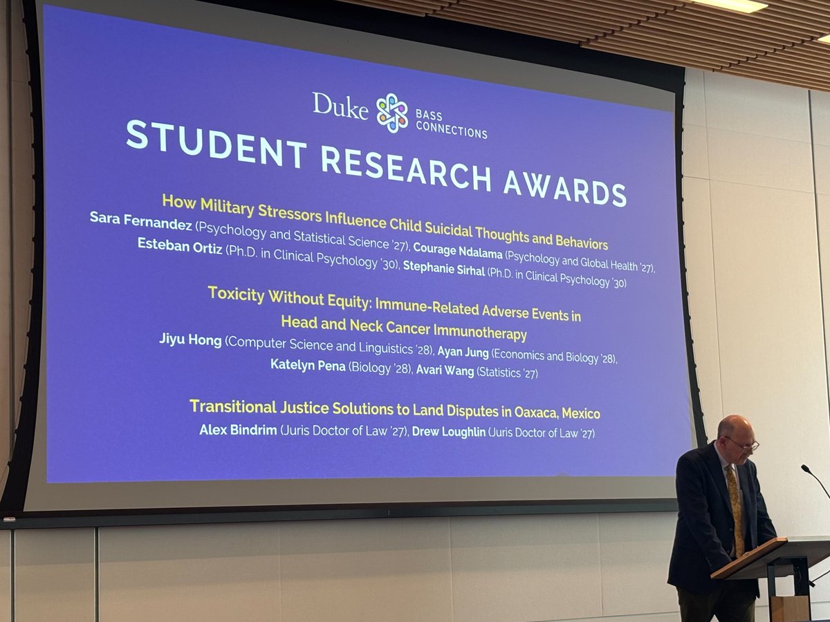 Duke_TORCHE's tweet photo. Congratulations to our @BassConnections teams on their recognition at the student showcase last week! #HNC @duke_urs https://t.co/KYkv4qsk4S