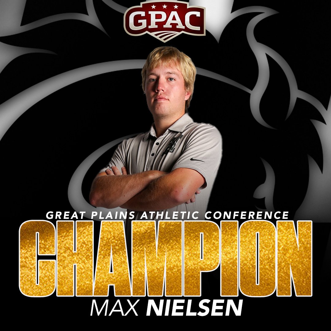 HCBroncosGolf's tweet photo. Congratulations to Max Nielsen on becoming Hastings' first ever men's golf GPAC Champion! Max shot even in round one, +2 in round two, and -1 in round three, including six birdies in his last front nine.
#GDTBAB https://t.co/kTCQa2Ri6C