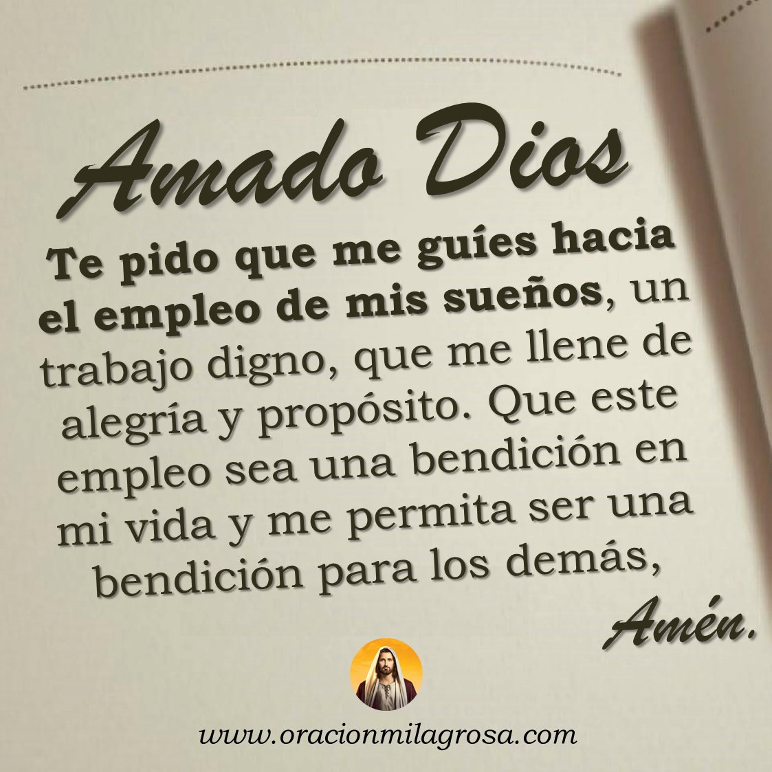 ORACIÓN A DIOS PARA CONSEGUIR TU EMPLEO SOÑADO: Haz esta oración para pedirle a DIOS que te guíe y te bendiga en la búsqueda de tu trabajo soñado, que su mano sea actuando y que puedas alcanzar las metas que hay en tu corazón.

Haz esta oración en: oracionmilagrosa.com/2023/04/bendic… ✨