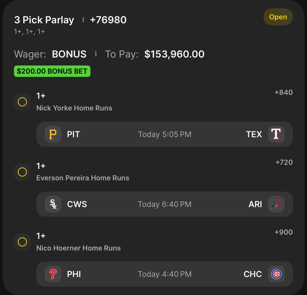 AnthoApes's tweet image. Call me crazy but this is hitting.

#MLB #Longshot #HR #Dinger #Draftkings