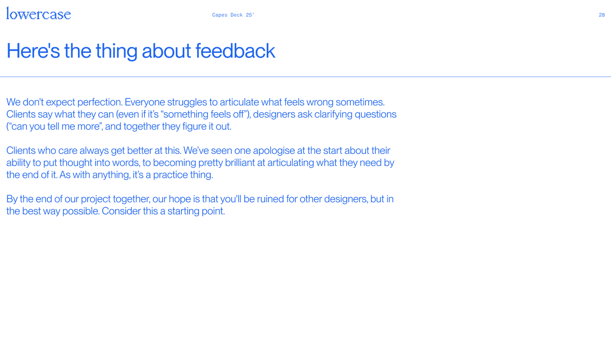 finally got around to finishing slides on how to give feedback!!

we now include them in the onboarding pack for clients