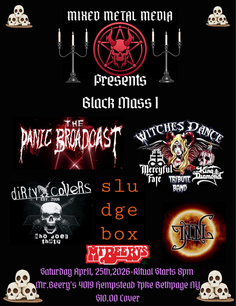 This Saturday 8pm 4/25/26 at Mr.Beerys Bethpage NY Join the Ritual 5 different genres of Metal under 1 roof!!