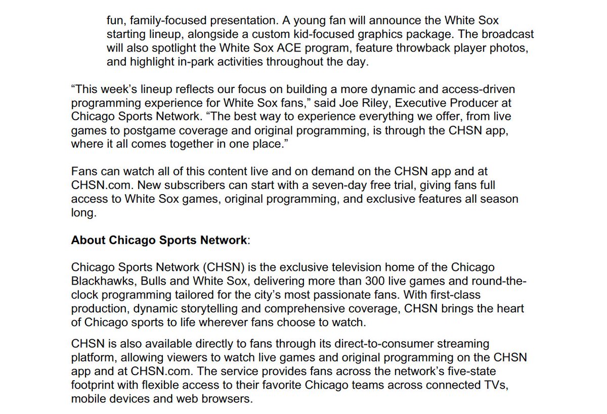 Chicago Sports Network PR tweet media