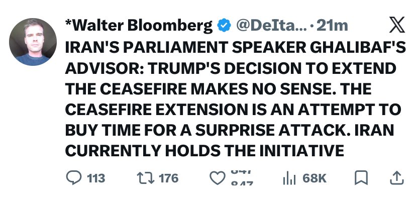 Callmeairmakk's tweet image. If you can survive this market conditions now, trust me, you can survive any worst market conditions

But I find this statement made by Iran parliament speaker Funny 

#forex #TradingStrategy #MarketVolatility