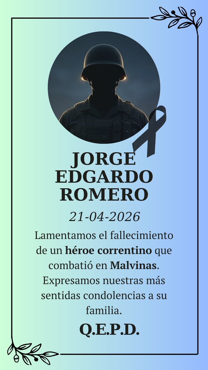El VGM falleció este martes en su localidad. En 1982 fue a Malvinas como soldado conscripto del Regimiento de Infantería 5 de Paso de los Libres.