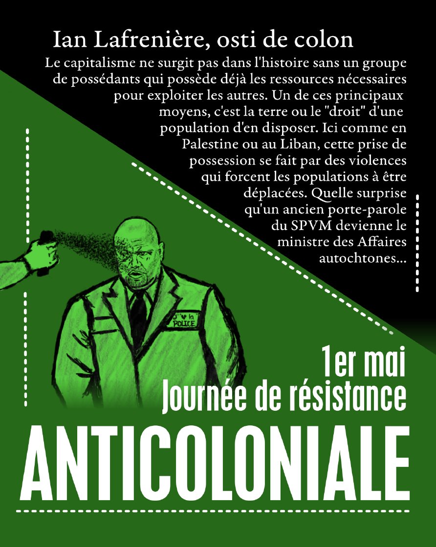 yclaude's tweet photo. #Montréal - 1er mai 2026 : Festival de la #Haine et du #Lynchage !
La manifestation des travailleuses et travailleurs du 1er mai à Montréal, est, depuis plusieurs années, confisquée par la #CLAC, une organisation clandestine et factieuse, coutumière de débordements émeutiers !
Que vient faire la #CSN dans cette entreprise haineuse, anti-sociale et anti-nationale, en compagnie d’entités douteuses, islamistes/pro-terrorisme (PYM, etc.), ainsi que des milices de néofascistes «antifas» (BFCC, ORA, etc.) réputées pour leurs violences en hordes contre des citoyens québécois indépendantistes !
La CLAC revendique le soutien de nombreux organismes dans cette calamiteuse activité, en brandissant de manière démagogique des revendications sociales, mais aussi un prêt-à-penser «antifa» qui se constitue en ennemi du Québec moderne et de la Nation québécoise !
Dans la liste des organismes présentés par la CLAC, hormis les groupes clandestins et factieux, ou informels, il faut se demander comment le soutien d’organisations légales et légitimes a été obtenu, et si cela résulte d’une réelle décision démocratique des membres !
Par ailleurs, si on se fie aux «manifestations» de la CLAC des années antérieures, elles étaient principalement orientées vers des confrontations avec la police, et il serait regrettable que des manifestants pacifiques et de bonne foi soient pris en otages et utilisés comme «boucliers humains» par des milices émeutières dont la présence est confirmée dans la liste des groupes !
*
Source : https://t.co/VBlBGHy6dX
*
@coalitionavenir @IanLafreniere @partiquebecois @PaulPlamondon
@PascaleDery @M_Biron @jfrobergeQc @fbonnardelCAQ @BDrainvilleQc
@JFLisee @KarimaBrikh
@rmartineau007 @sophiedurocher
@mbockcote @BlocQuebecois
@JdeMontreal @RadioCanadaInfo @lp_lapresse @tvanouvelles @LeDevoir @actionnationale
@CNEWS @Le_Figaro