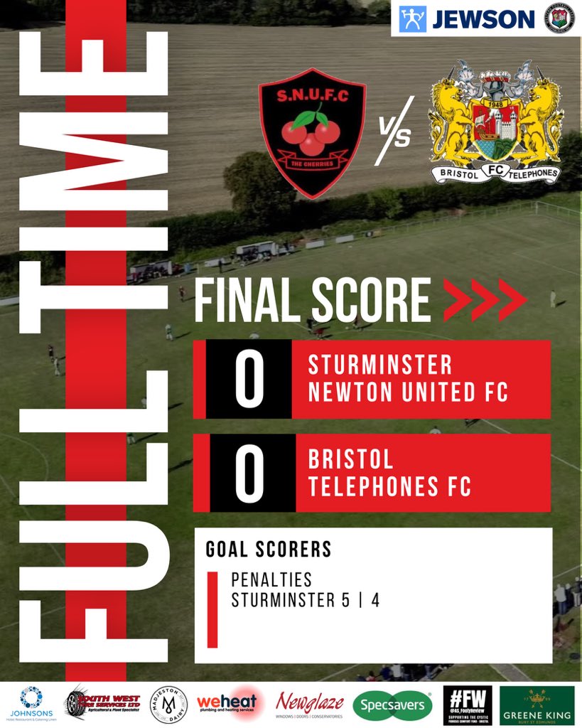 - FULL TIME SCORE - 

🍒 CHERRIES THROUGH TO THE PLAY OFF FINALS 🍒

🍒🍒🍒🍒🍒🍒🍒🍒

<a href="/_WesternLeague_/">Western League</a> <a href="/swsportsnews/">South West Sports News</a> 

#UpTheCherries #JWL #SNUFC #WesternOne #WesternLeague #DorsetFootball #FW