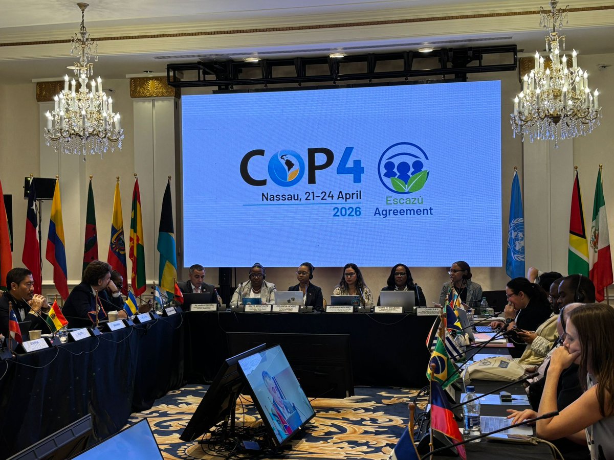 AgendaCAF's tweet photo. CAF begins its participation at #COP4Escazú, contributing to high-level regional dialogue on sustainable development and environmental governance.

Álvaro Pereira, Senior Executive at the Regional Office for the Caribbean of CAF, took part in the roundtable “The nexus between the Escazú Agreement and sustainable development: priorities toward COP5”, alongside senior authorities from The Bahamas, Saint Lucia, Saint Kitts and Nevis, Grenada, and Ecuador.

The discussion, moderated by Gian Dean, Ministry of Foreign Affairs of The Bahamas, focused on advancing the implementation of the Escazú Agreement and strengthening institutional frameworks for transparency, participation, and access to justice in environmental matters.

In his remarks, Pereira emphasized that CAF’s transformation into a green and blue development bank reflects a structural shift in how the institution finances and supports development, aligning investments with climate action, biodiversity protection, and long-term resilience.