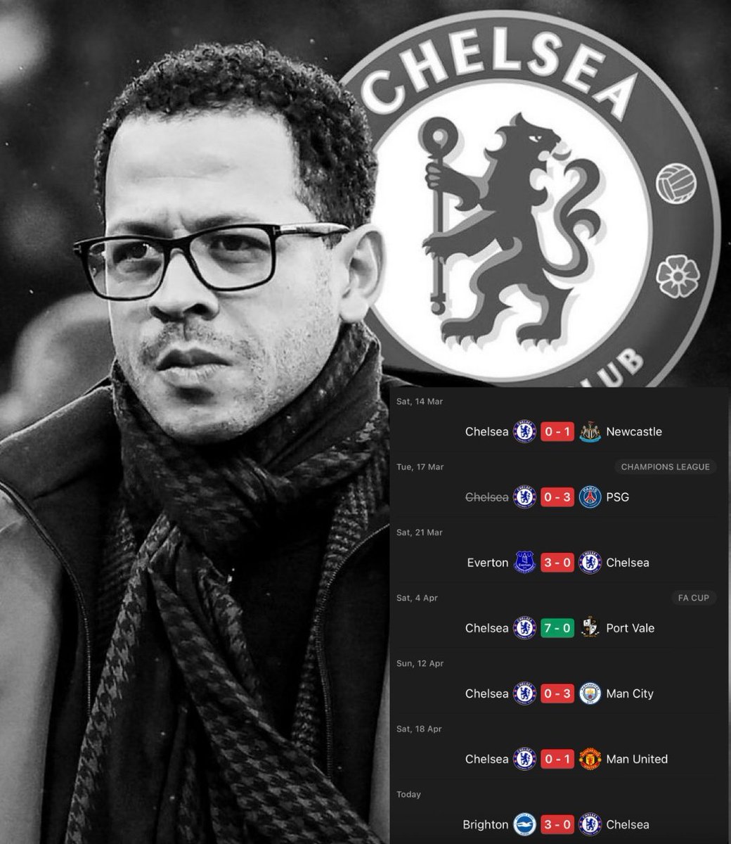 Chelsea is in Shambles &amp; Liam Rosenior Must Go.
One win in eight matches, with the lone victory coming against a third-tier side. 

Scoreless in 270 minutes, with our last Premier League goal on March 4th. 

Currently in the Conference League qualification zone 

#BHACHE