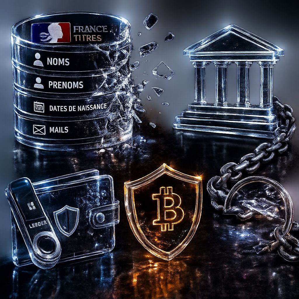 12 millions de comptes piratés à France Titres...

Noms, prénoms, dates de naissance, mails… tout bien centralisé par l’État. Et, comme d’habitude, ça a fuité!

Et pendant ce temps, ils se préparent à voter une loi qui va obliger les gens à déclarer leurs cold wallets (Ledger,