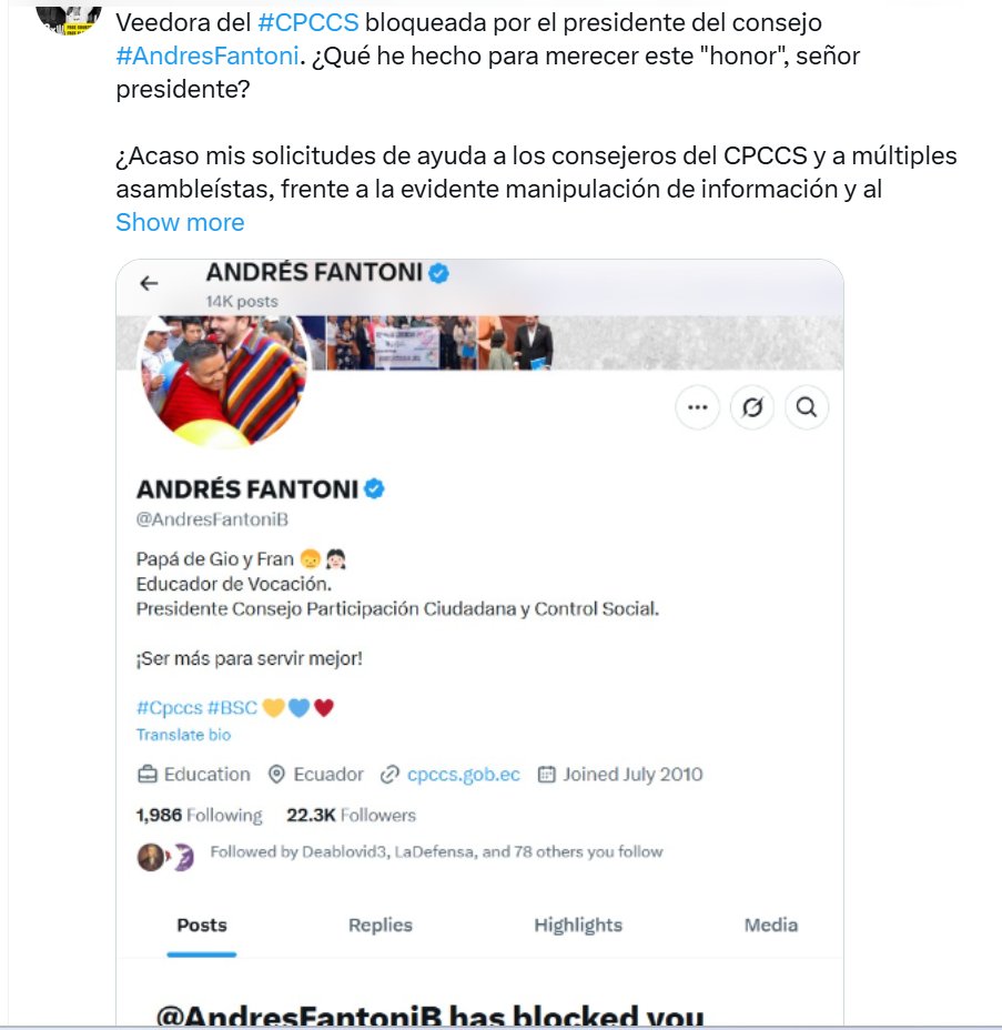 mejoresdiasEC's tweet photo. No solo bloquea a las VEEDORAS ACREDITADAS POR #CCPPS que luchan en contra de las IRREGULARIDADES que usted mismo comete, sr presidente @AndresFantoniB ????
Que "generoso" de su parte, que democrático, que transparente.
#FueraFantoni #Fantoni #Corrupcion https://t.co/PpmqsoZfMU