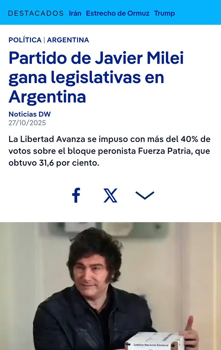 <a href="/petrogustavo/">Gustavo Petro</a> Hp guerrillero mentiroso. 

Hace apenas unos Meses el partido de Milei arrasó en las elecciones legislativas.