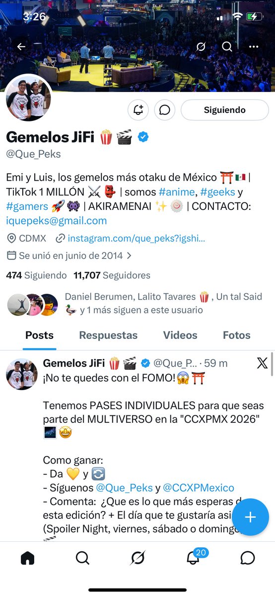 Rod68Mary's tweet photo. @Que_Peks @beru_333 @CCXPMexico Porque me encanta el cine y el anime y es mi evento geek favorito, me gustaría ir el viernes https://t.co/hDnGwX66W2