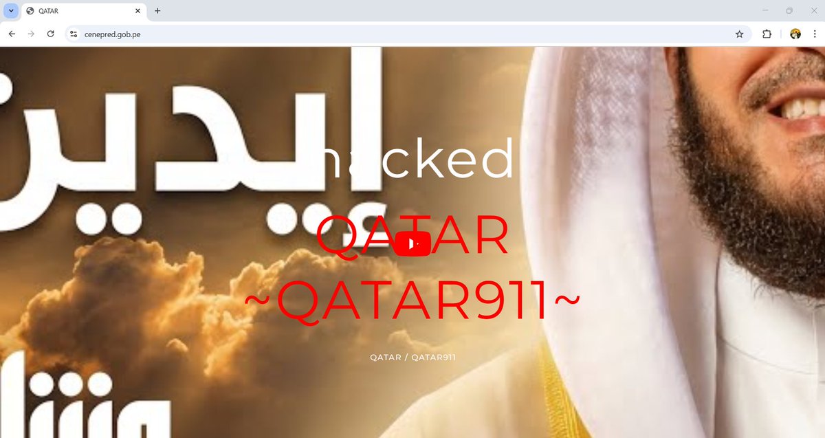Joportoh's tweet photo. El portal web del CENEPRED ha sido vulnerado. En su página principal aparece el mensaje “Qatar 911”, lo que evidencia el hackeo.

OJO→ Cenepred es la entidad del Estado encargada de prevenir desastres. https://t.co/QMuzVYXynk